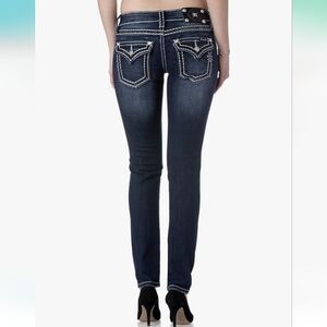 Miss Me Jeans Womens 28 Skinny Mid Blue Jean Western Cowgirl Rodeo Rocker EUC